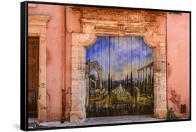 France, Provence, Vaucluse, Roussillon, Old Town, House Facade, House Gate, Mural Painting-Udo Siebig-Framed Stretched Canvas