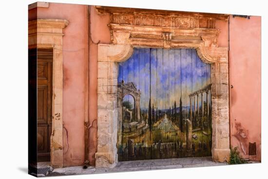France, Provence, Vaucluse, Roussillon, Old Town, House Facade, House Gate, Mural Painting-Udo Siebig-Stretched Canvas