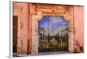 France, Provence, Vaucluse, Roussillon, Old Town, House Facade, House Gate, Mural Painting-Udo Siebig-Framed Photographic Print