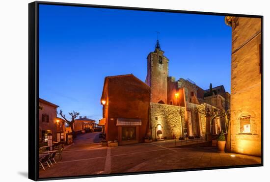 France, Provence, Vaucluse, Roussillon, Town Hall Square, Church-Udo Siebig-Framed Stretched Canvas