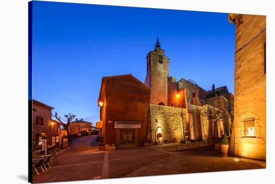 France, Provence, Vaucluse, Roussillon, Town Hall Square, Church-Udo Siebig-Stretched Canvas