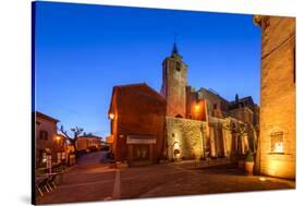 France, Provence, Vaucluse, Roussillon, Town Hall Square, Church-Udo Siebig-Stretched Canvas