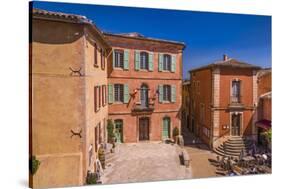 France, Provence, Vaucluse, Roussillon, Town Hall Square with Town Hall-Udo Siebig-Stretched Canvas