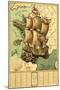 France Represented as a Ship - Panoramic Map-Lantern Press-Mounted Art Print