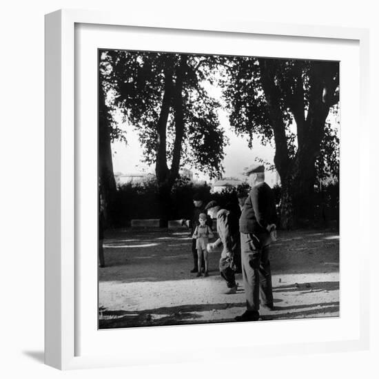 France's Favorite Outdoor Game, Boules, Played in Shade of Trees-Gjon Mili-Framed Photographic Print