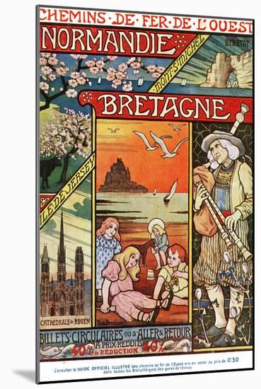 France - Scenic Sites of Normandy, Brittany, and Isle of Jersey, Ouest Railways Postcard, c.1920-Lantern Press-Mounted Art Print