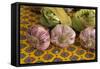 France, Vaucluse, Lourmarin. Garlic at the Friday Market-Kevin Oke-Framed Stretched Canvas