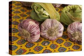 France, Vaucluse, Lourmarin. Garlic at the Friday Market-Kevin Oke-Stretched Canvas