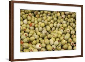 France, Vaucluse, Lourmarin. Green Olives with Pimentos Been Sold-Kevin Oke-Framed Photographic Print