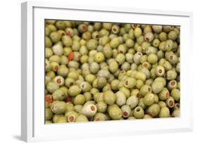 France, Vaucluse, Lourmarin. Green Olives with Pimentos Been Sold-Kevin Oke-Framed Photographic Print