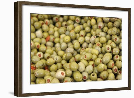 France, Vaucluse, Lourmarin. Green Olives with Pimentos Been Sold-Kevin Oke-Framed Photographic Print