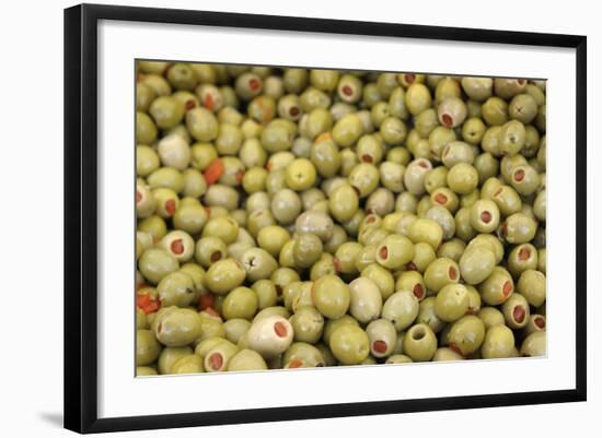 France, Vaucluse, Lourmarin. Green Olives with Pimentos Been Sold-Kevin Oke-Framed Photographic Print