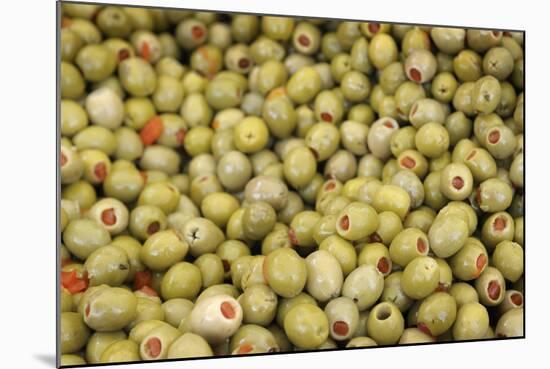 France, Vaucluse, Lourmarin. Green Olives with Pimentos Been Sold-Kevin Oke-Mounted Photographic Print