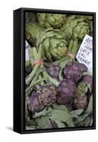 France, Vaucluse, Lourmarin. Purple Artichokes at Market-Kevin Oke-Framed Stretched Canvas