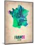 France Watercolor Map-NaxArt-Mounted Art Print