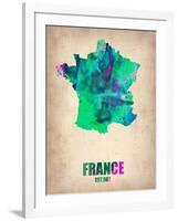 France Watercolor Map-NaxArt-Framed Art Print