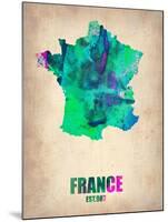 France Watercolor Map-NaxArt-Mounted Art Print