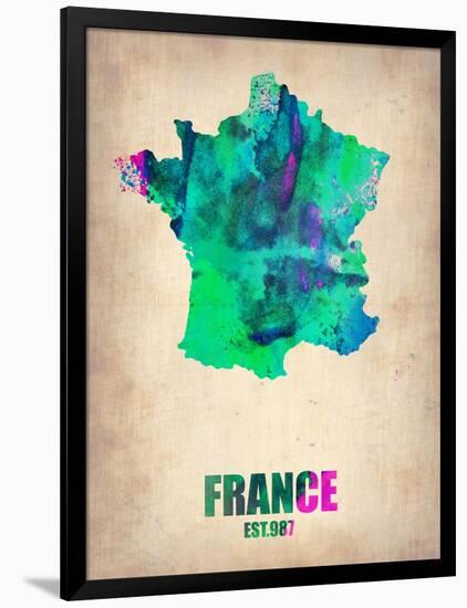 France Watercolor Map-NaxArt-Framed Art Print