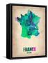 France Watercolor Map-NaxArt-Framed Stretched Canvas