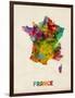 France Watercolor Map-Michael Tompsett-Framed Art Print