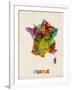 France Watercolor Map-Michael Tompsett-Framed Art Print