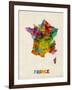 France Watercolor Map-Michael Tompsett-Framed Art Print