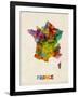 France Watercolor Map-Michael Tompsett-Framed Art Print