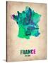 France Watercolor Map-NaxArt-Stretched Canvas
