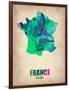 France Watercolor Map-NaxArt-Framed Art Print