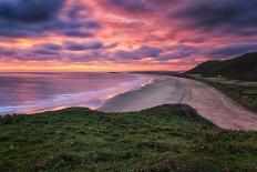 Colorful Sunset over the Beach in Rhossili on the Gower Peninsula, Wales, United Kingdom-Frances Gallogly-Photographic Print
