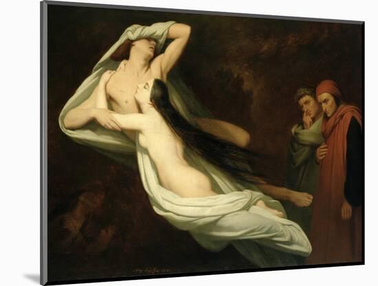 Francesca and Paolo, 1854-Ary Scheffer-Mounted Giclee Print