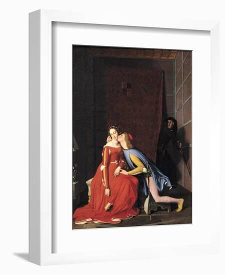 Francesca Da Rimini and Paolo Malatesta, 1819-Jean-Auguste-Dominique Ingres-Framed Giclee Print