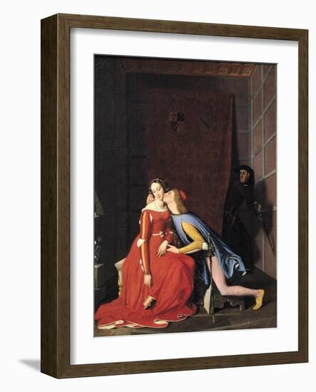 Francesca Da Rimini and Paolo Malatesta, 1819-Jean-Auguste-Dominique Ingres-Framed Giclee Print