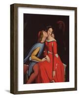 Francesca Da Rimini and Paolo Malatesta, 1819-Jean-Auguste-Dominique Ingres-Framed Giclee Print