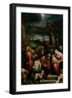Francesco Bassano / 'Adoration of the Magi', Second half 16th century, Italian School, Oil on ca...-FRANCESCO BASSANO THE YOUNGER-Framed Premium Giclee Print