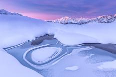 Forno Glacier reflected in a pond at foggy sunrise, Forno Valley, Maloja Pass, Switzerland-Francesco Bergamaschi-Photographic Print