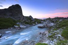 Crazy shape in a frozen alpine lake at sunrise with view of Mount Disgrazia-Francesco Bergamaschi-Photographic Print