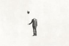 man with open birdcage over his head, surreal freedom concept-Francesco Chiesa-Art Print