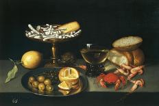 Still Life, Chinese Fruit-Dish, White and Black Grapes-Francesco Codino-Stretched Canvas