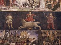 Triumph of Minerva, Sign of Aries and Borso D'Este Administrating Justice and Going Hunting-Francesco del Cossa-Laminated Giclee Print