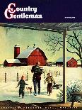 "Bringing in Firewood," Country Gentleman Cover, January 1, 1948-Francesco Delle Donne-Stretched Canvas