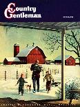 "Bringing in Firewood," Country Gentleman Cover, January 1, 1948-Francesco Delle Donne-Mounted Giclee Print