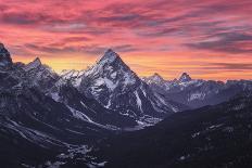 Pink sunset on Antelao mountain in winter with snow, Dolomites, Trentino-Alto Adige, Italy, Europe-Francesco Fanti-Photographic Print