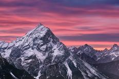 Pink sunrise on Antelao and Cortina d'Ampezzo valley in winter with snow, Dolomites-Francesco Fanti-Photographic Print