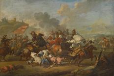 Battle Scene between Christians and Saracens (Oil on Panel)-Francesco Giuseppe Casanova-Framed Giclee Print