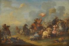 Battle Scene between Christians and Saracens (Oil on Panel)-Francesco Giuseppe Casanova-Framed Giclee Print