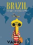 Brazil - Overnight One Stop to Rio de Janeiro - Varig Airlines, Vintage Travel Poster, 1950s-Francesco Petit-Mounted Art Print