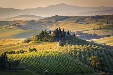 Val D'Orcia, Tuscany, Italy. a Lonely Farmhouse with Cypress Trees Standing in Line in Foreground.-Francesco Riccardo Iacomino-Photographic Print