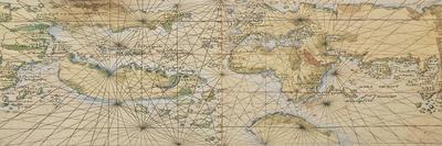 World Map on Oval Projection, Created in Florence Circa 1508-Francesco Rosselli-Framed Stretched Canvas