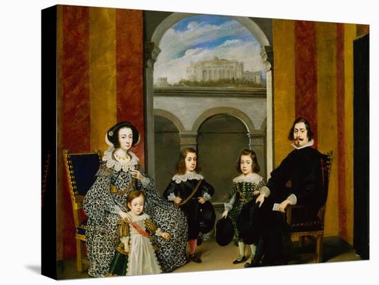 Francesco Tapia, Conte Del Vasto, with His Family Seated in an Interior of the Palazzo Tapia with A-Wolfgang Heimbach-Stretched Canvas